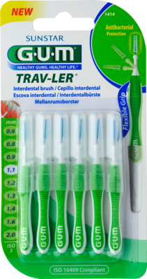 GUM TRAV-LER 1,1mm Tanne grün Interdental+6Kappen