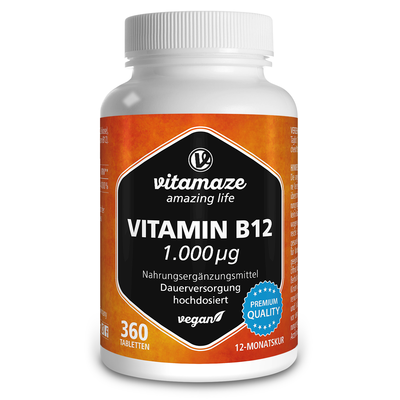 VITAMIN B12 1000 µg hochdosiert vegan Tabletten